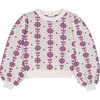 Wool Braided Flower Sweater, Cream/Dark Mauve - Sweaters - 1 - thumbnail