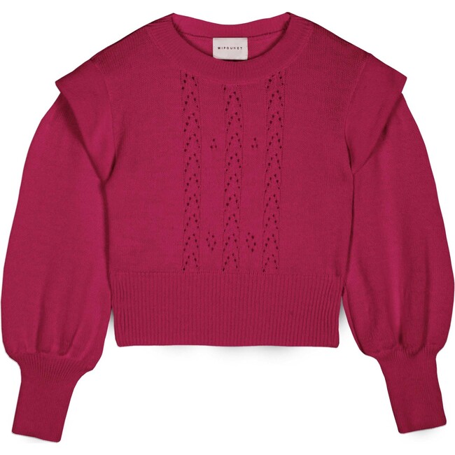 Wool Openwork Sweater, Fuschia - Sweaters - 1
