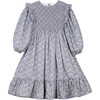Smocked Popelin Flower Dress, Blue - Dresses - 1 - thumbnail