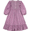Smocked Popelin Flower Dress, Fuschia - Dresses - 2