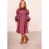 Smocked Viyella Rose Dress, Burgundy - Dresses - 3