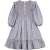 Smocked Popelin Flower Dress, Blue - Dresses - 2