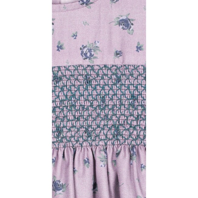 Smocked Viyella Rose Dress, Mauve - Dresses - 4