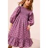 Smocked Popelin Flower Dress, Fuschia - Dresses - 3