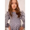 Smocked Popelin Flower Dress, Blue - Dresses - 3