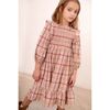 Smocked Viyella Tartan Dress, Pink Sand - Dresses - 4