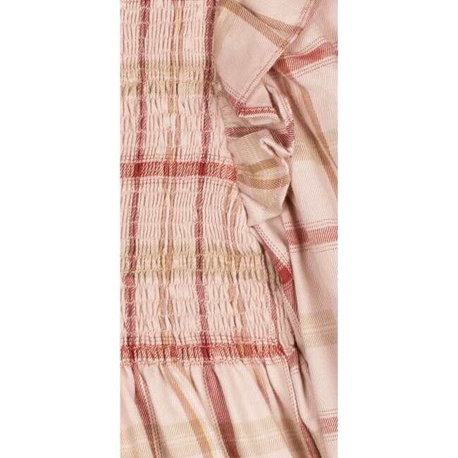 Smocked Viyella Tartan Dress, Pink Sand - Dresses - 5