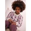 Wool Braided Flower Sweater, Cream/Dark Mauve - Sweaters - 3