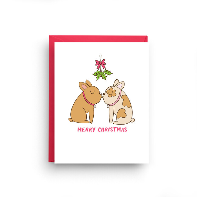 French Bulldog Mistletoe Christmas Card