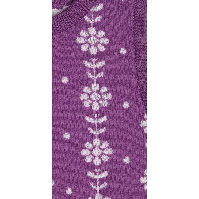 Wool Braided Flower Waistcoat, Cream/Dark Mauve - Sweaters - 3