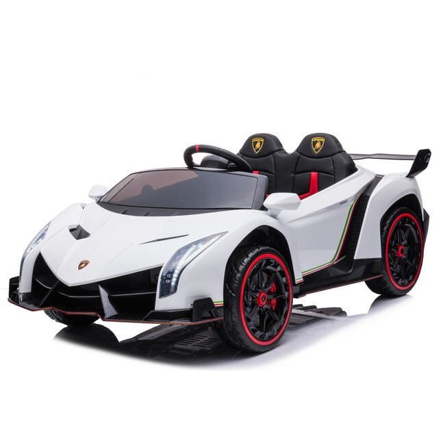 24V 4x4 Lamborghini Veneno 2 Seater Ride on Car White - Freddo Backyard ...