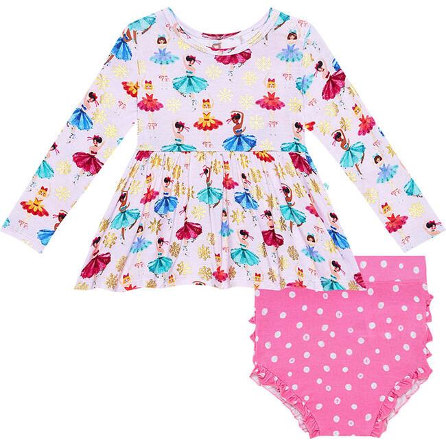 Long Sleeve Basic Peplum Top & Bloomer Set, Adalyn - Blouses - 1