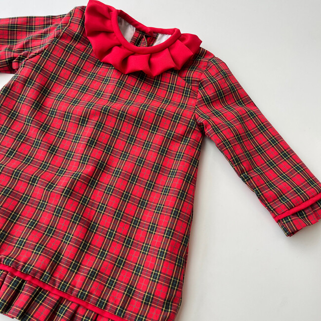 Long Sleeve Dress, Red Tartan - Dresses - 2