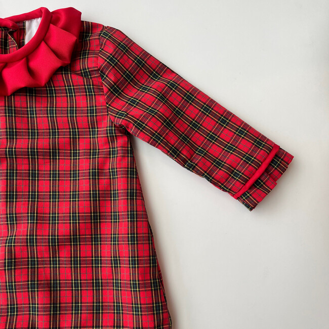 Long Sleeve Dress, Red Tartan - Dresses - 3
