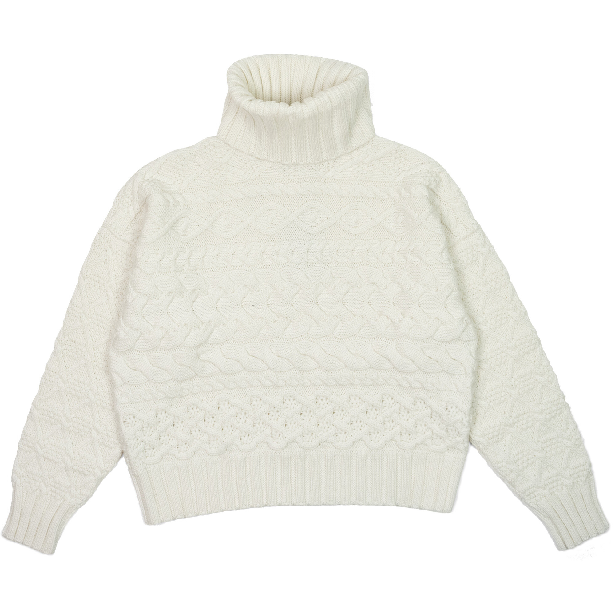 Women's Cable Sweater, Ivory - Sweaters - 1