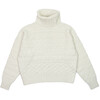 Women's Cable Sweater, Ivory - Sweaters - 1 - thumbnail