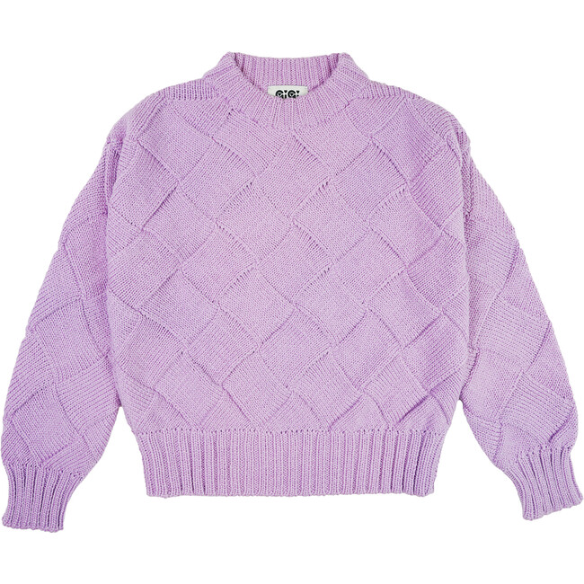 Women's Basket Weave Sweater, Lavender - Sweaters - 1