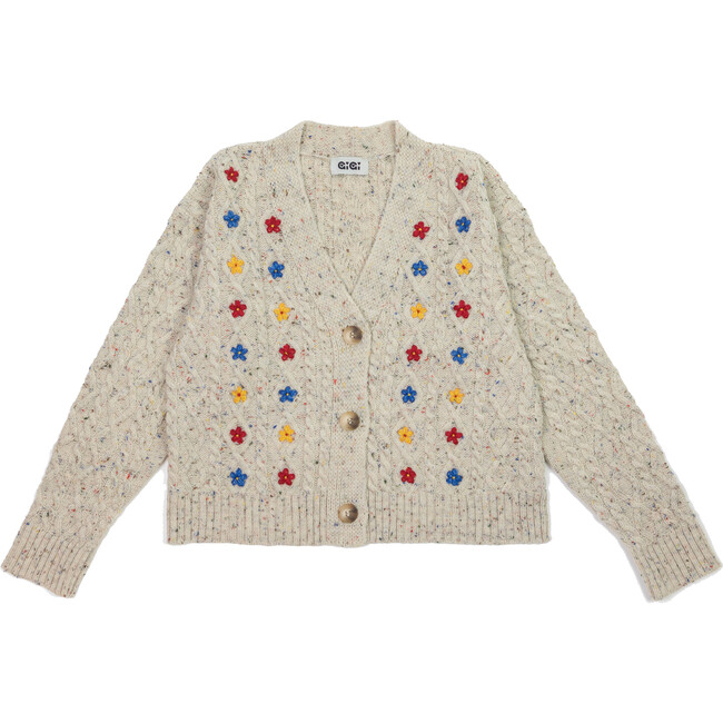 Women's Wild Flower Cropped Cardi, Natural