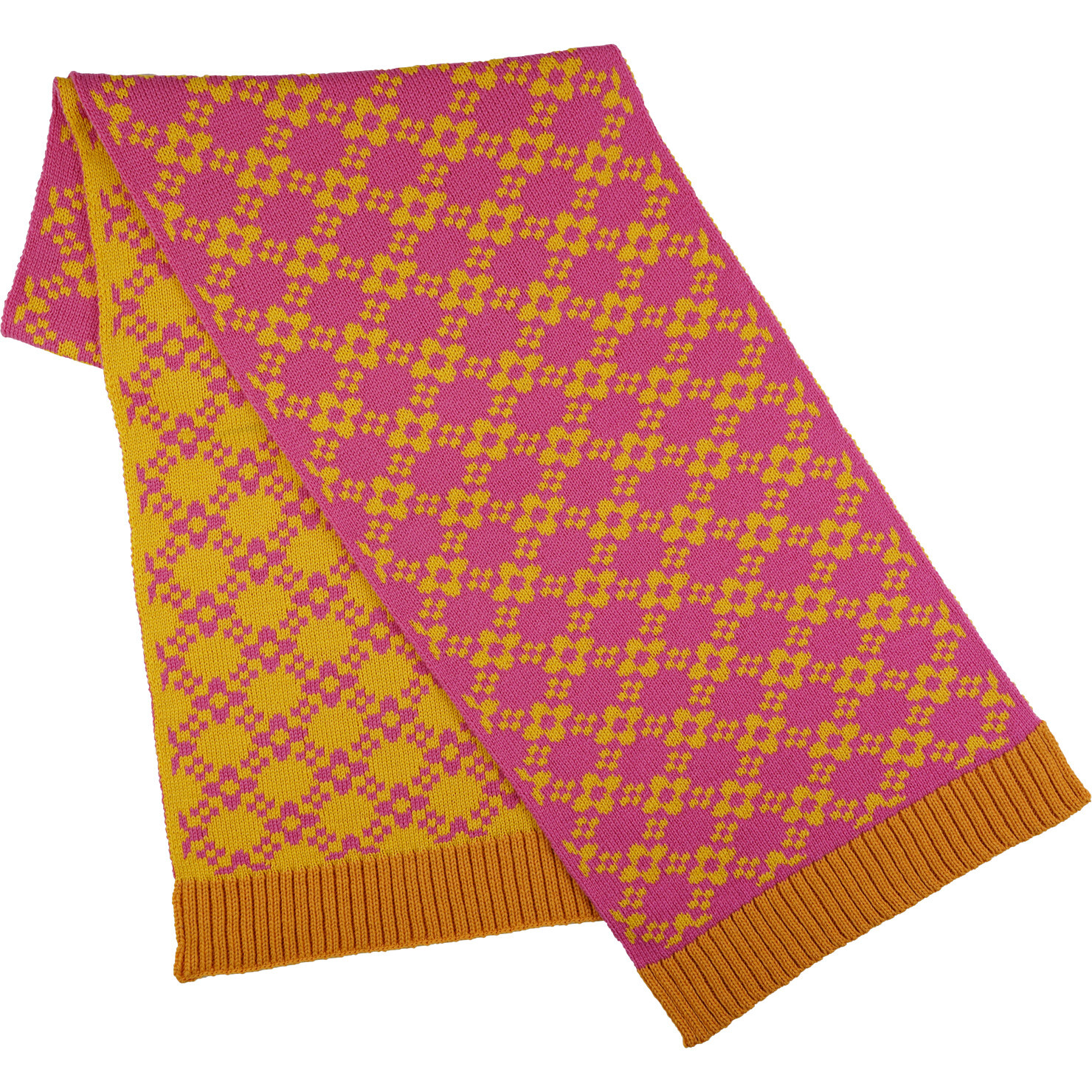 Women's Flower Chain Scarf, Hot Pink - Scarves - 1
