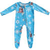 A Marshmallow Cocoa Winter Christmas Holiday Bamboo Zippered Footed Onesie, Light Blue - Bodysuits - 1 - thumbnail