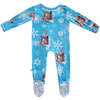 A Marshmallow Cocoa Winter Christmas Holiday Bamboo Zippered Footed Onesie, Light Blue - Bodysuits - 2