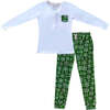 Women's Pine Lumber Snowflake Christmas Holiday Long Sleeve Bamboo Loungewear Set, Green - Loungewear - 1 - thumbnail