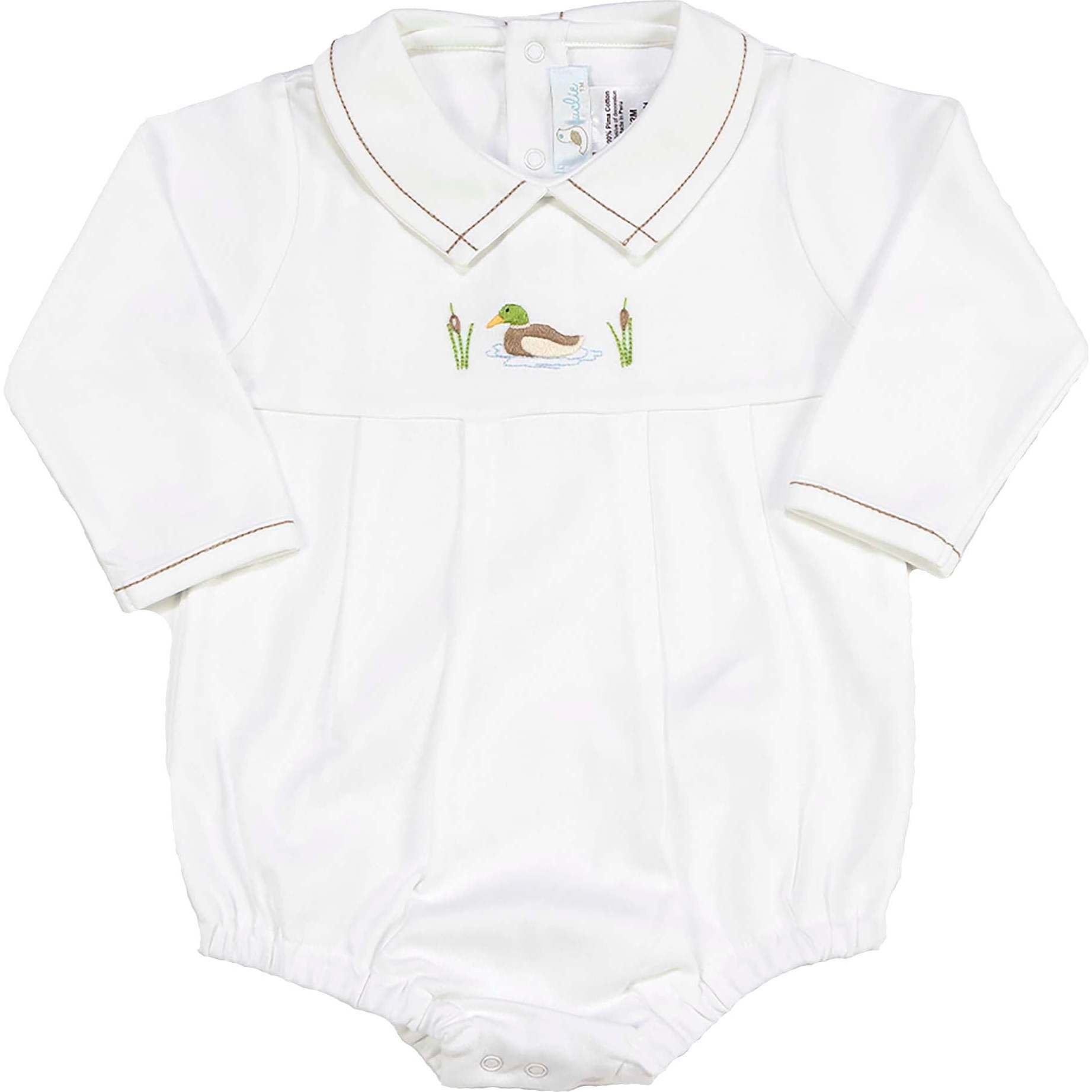 Mallard Bubble Romper, White - Rompers - 1