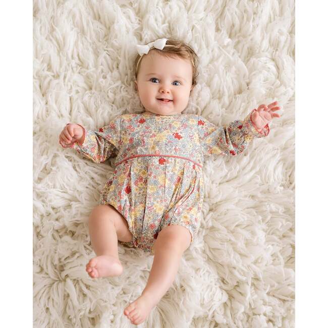 Fall Daisy Bubble, Coral Multi - Rompers - 3