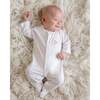 Pastel Pumpkin Footie, White/Light Blue Trim - Footie Pajamas - 2
