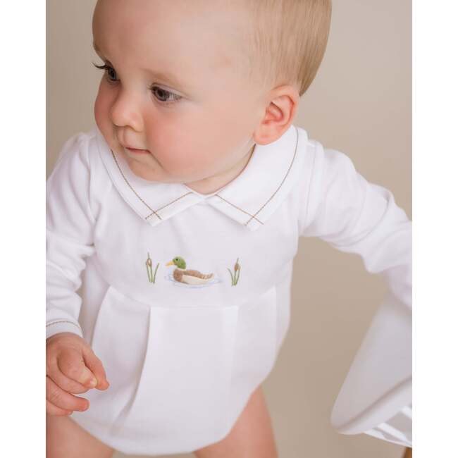 Mallard Bubble Romper, White - Rompers - 4