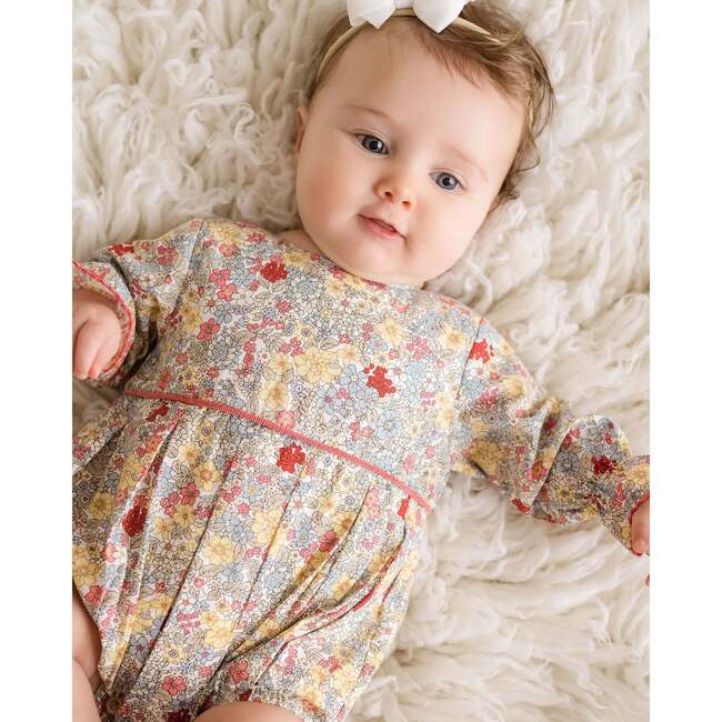 Fall Daisy Bubble, Coral Multi - Rompers - 4