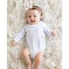 Embroidered Striped Bubble, Light Blue - Rompers - 4