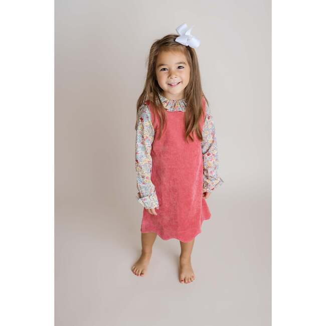 Corduroy Jumper Dress, Coral - Dresses - 3