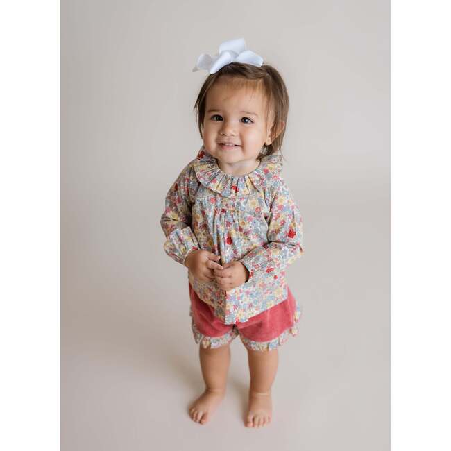 Corduroy Ruffle Shorts, Coral Multi - Shorts - 3
