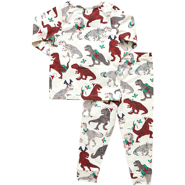 Kids Organic Pajama Set, Holiday T-Rex - Pajamas - 4