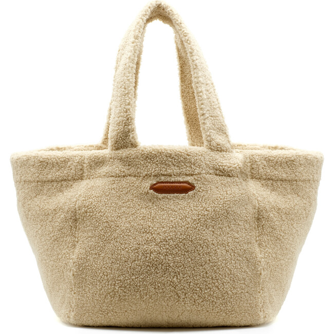 Monogrammable Slouchy Teddy Tote, Neutral - Bags - 1