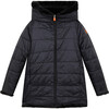 Girls Fury Reversible Faux Fur Hooded Coat, Black - Coats - 2