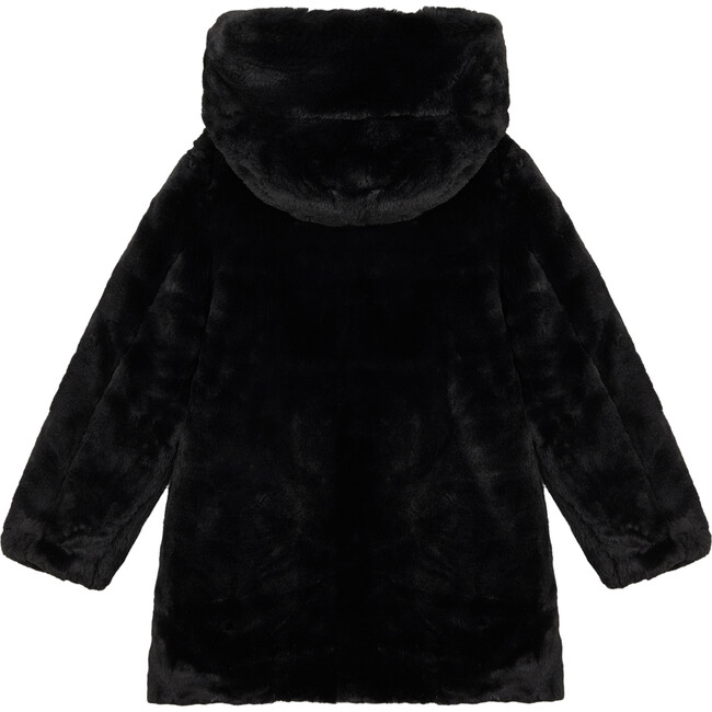 Girls Fury Reversible Faux Fur Hooded Coat, Black - Coats - 3