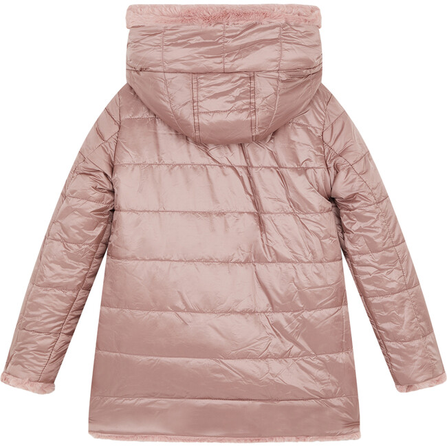 Girls Fury Reversible Faux Fur Hooded Coat, Blush Pink - Coats - 4
