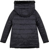 Girls Fury Reversible Faux Fur Hooded Coat, Black - Coats - 4