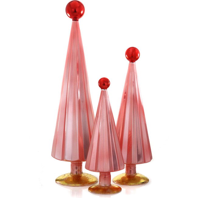 Pleated Tree, Pink Red Set of 3