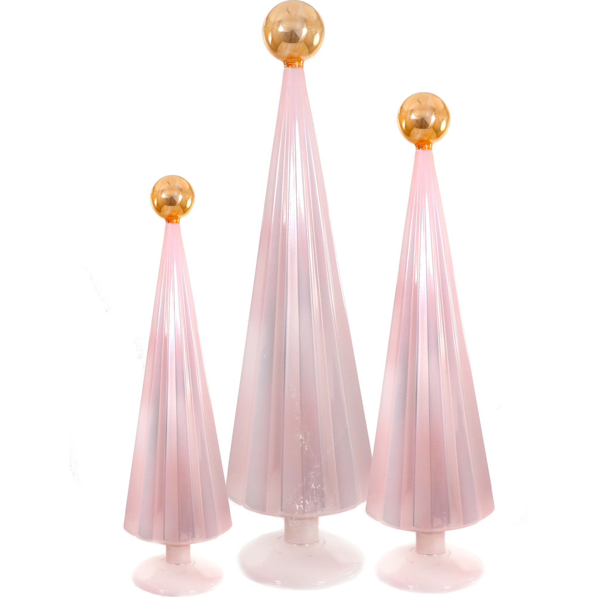 Pleated Tree, Light Pink Gold Set of 3 - Accents - 1
