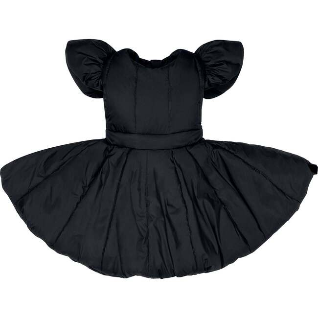 Girls Quilted Nylon Pinafore Dress, Black