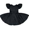 Girls Quilted Nylon Pinafore Dress, Black - Dresses - 1 - thumbnail