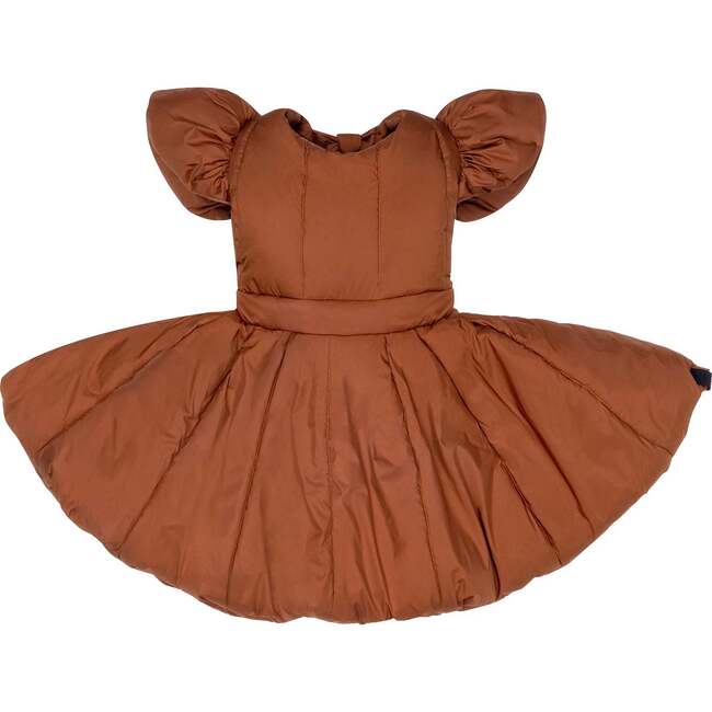 Girls Quilted Nylon Pinafore Dress, Rust