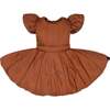 Girls Quilted Nylon Pinafore Dress, Rust - Dresses - 1 - thumbnail