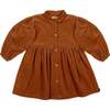 Girls Corduroy Shirt Dress, Rust - Dresses - 1 - thumbnail