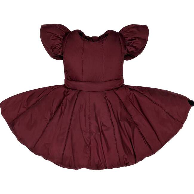 Girls Quilted Nylon Pinafore Dress, Maroon