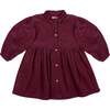 Girls Corduroy Shirt Dress, Plum - Dresses - 1 - thumbnail