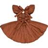 Girls Quilted Nylon Pinafore Dress, Rust - Dresses - 2